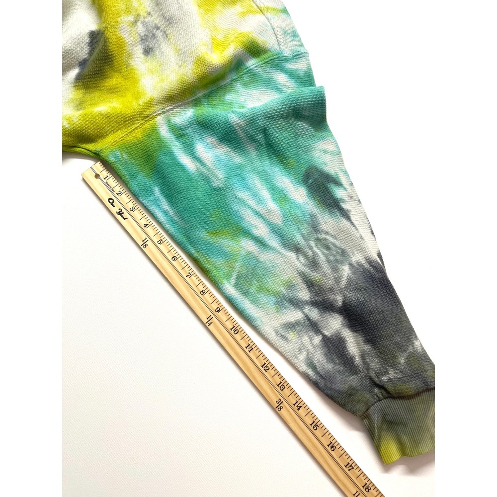Vintage 90s Reebok Golf Tie Dye Sweatshirt Medium Waffle Knit Y2K Green Teal - Picture 7 of 9